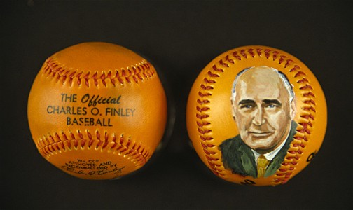 Alert Orange Baseball with Charlie Finley Portrait