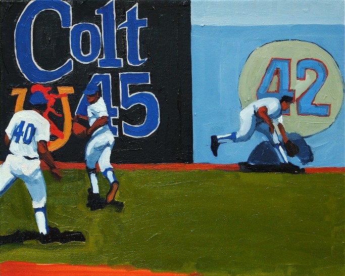 Roger Patrick: “Colt 45” (2005), oil on canvas, 16” x 20.”