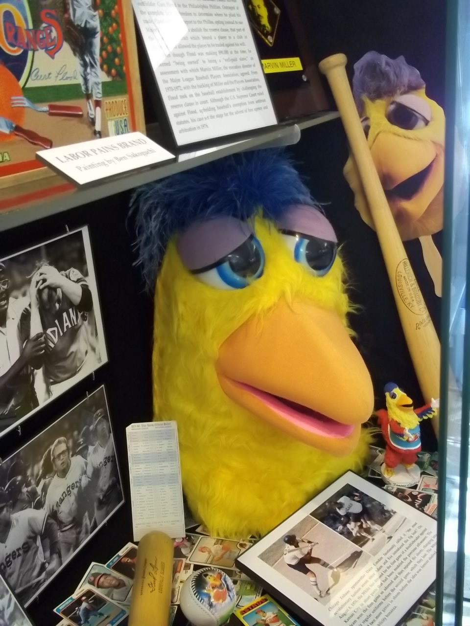 On display in Baseball Reliquary exhibition, Burbank Central Library, Burbank, California.